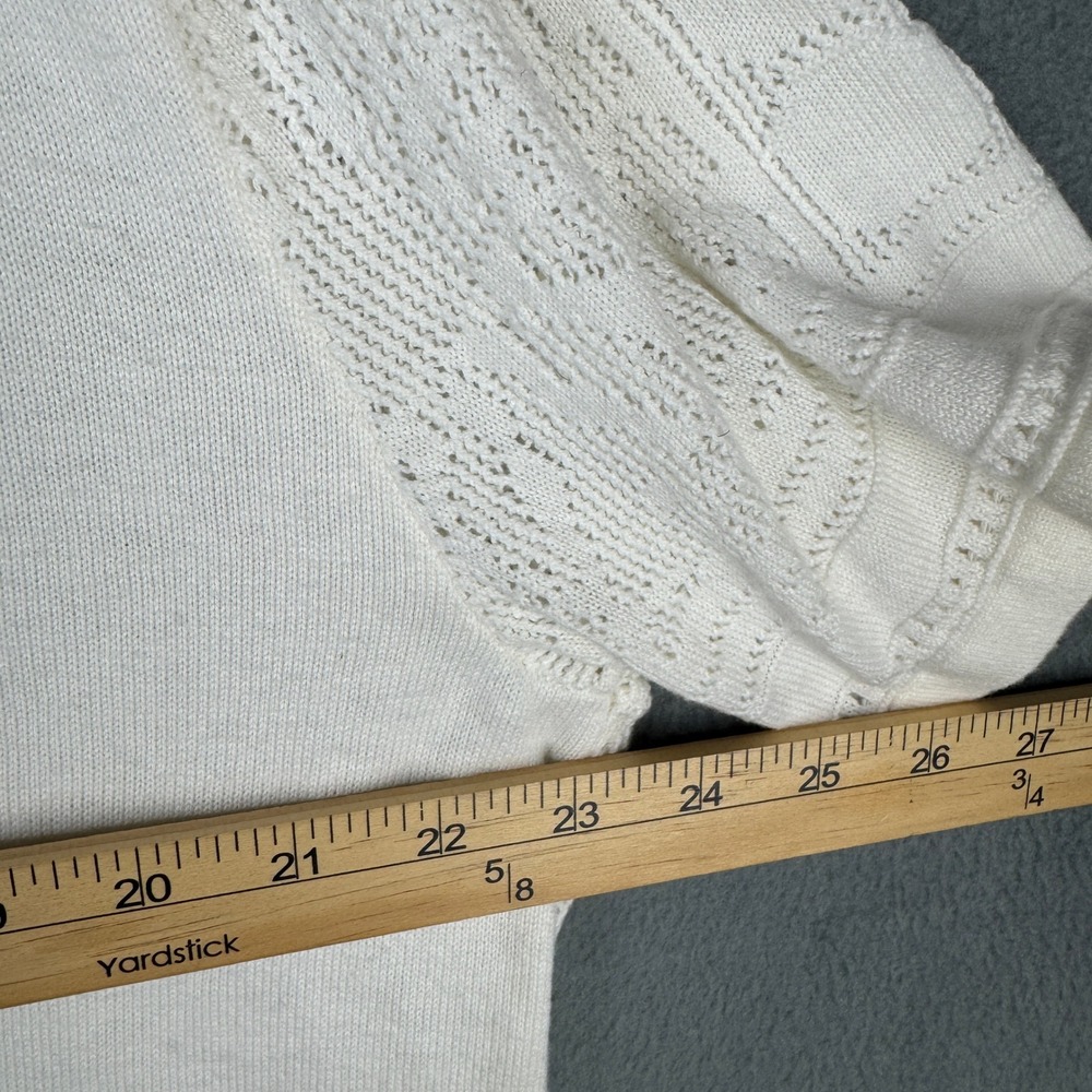 Abercrombie & Fitch XL Pointelle Button-Through Polo Sweater Shirt Cream Knit - Picture 7 of 8